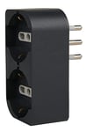 Electraline 71943 Double Adaptateur D'économie, Multi-Socket Deux Avant P40 multifonction (10/16A + allemand Schuko), Italien 16A grand plug pour ne pas chevaucher avec prises/interrupteurs