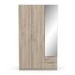 Armoire 3 portes 2 tiroirs 1 miroir L119 cm THIBAULT / GHOST chene kronberg Taille unique