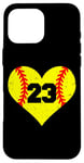 iPhone 16 Pro Max Softball Number 23 Jersey Funny Softball Heart Game Day Case