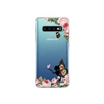 Evetane - Coque Silicone Compatible Samsung Galaxy S10 Plus - Protection Intégrale 360, Fine et Transparente - Coque Avant & Arrière - Haute Résistance - Fée Papillon fleurale