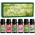 SALKING Spring Essential Oils Set, Aromatherapy Diffuser Oil Fragrance Oils Gift Set for Soap & Candle Making Scents - After Rain, Fresh Cut Grass, Sweet Pea, Rose Geranium, Cherry Blossom, Gardenia