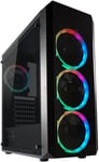 Boîtier de jeu 703B Quad-Luxx-ATX,Micro-ATX,Mini-ITX,panneau avant RVB,partie latérale en verre trempé,4 ventilateurs RVB de 120 mm inclus,USB 3.0 et 2.0,jusqu'à 8 ventilateurs et 4