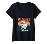 Womens Bingo Time Bitches Funny Bingo Player Game Lover Gift Humor V-Neck T-Shirt