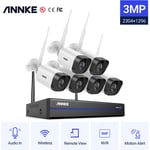 Annke Système de caméra de sécurité ip WiFi 8CH avec 6 caméras de surveillance sans fil intérieures extérieures 3M enregistrement Audio IP66 étanche