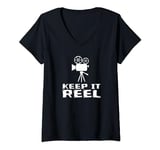 Keep It Reel | Film Fans Film Students Filmmakers Funny Pun V-Neck T-Shirt