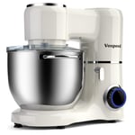 Vospeed Stand Mixer 1500W 8L Cake Mixer Electric Kitchen Food Mixer with Stainless Steel Bowl, Beater, Dough Hook, Whisk for Baking, Dishwasher Safe (White)
