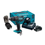 Makita DHP482JX14 18V Li-ion LXT Brushless 50th Anniversary Combi Drill Complete with 2 x 5.0 Ah Batteries, Charger and Screw Bit Set Supplied in a Makpac Case