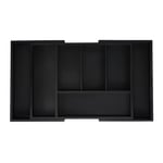 Relaxdays Range-Couverts, Extensible, 5 à 7 Compartiments, Organiseur pour Le tiroir, Bambou et MDF, Noir