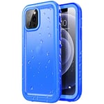 SPORTLINK Coque pour iPhone 12 Pro Max Étanche Antichoc - 360 degres Incassable Militaire Rigide Intégrale Case/Bumper [IP68 Waterproof Antipoussière Imperméable]-Bleu