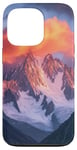 Coque pour iPhone 13 Pro Décoration de montagne rose orange enneigée