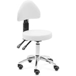 Physa - Tabouret à roulettes avec dossier Tabouret coiffure 48 - 55 cm 150 kg Blanc