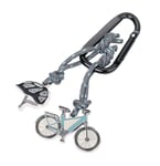 Porte-clés avec mousqueton – E-BIKE – 2 pendentifs sur corde d'escalade décorative : vélo, casque – aluminium, fonte métallique, nylon, émail – bleu pétrole, gris, noire – Original TROIKA