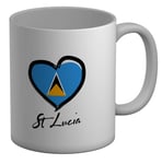 St Lucia Mug Love Heart Flag 11oz Cup Gift