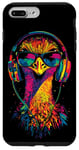 Coque pour iPhone 7 Plus/8 Plus Autruche Oiseau avec écouteurs Coloré Emu Musique DJ