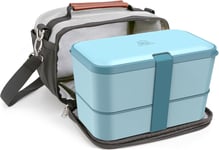 Bento Lunch Box Avec Sac Isotherm, Boîte Repas Compartimentée, 4 Couverts & 2 Pots À Sauce Inclus, Lunchbox Micro-Ondable Avec Lunch Bag Portable Pour Femmes Hommes Et Étudiants