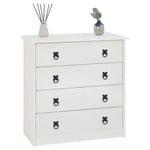 Commode buffet 4 tiroirs style mexicain pin massif lasuré blanc