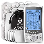 AUVON Dual Channel TENS Machine for Pain Relief, TENS Unit Muscle Stimulator with 20 Modes, 2" and 2"x4" TENS Pads Replacement