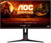 Gaming U28G2XU2-28 UHD Moniteur 144 Hz, 1 ms, FreeSync Premium Pro, HDR400 (3840 x 2160, HDMI, DisplayPort, Hub USB) Noir/Rouge