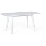 Table Extensible 120/160 x 80 cm en MDF et Bois d'Hévéa Blanc Moderne Sanford