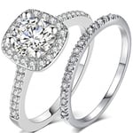 2st Ringar Cubic Zirconia Stapelbara - Storlek 11 / Silver Silver