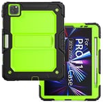 Compatible avec iPad Pro 11, étui pour Tablette PC, avec Emplacement pour Stylo, Coque résistante aux Chocs et aux Chutes, Noir et Vert Transparent