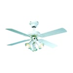 Farelek - Maldives O 107 Cm - Ventilateur De Plafond Reversible, 4 Pales Laquees Blanc + Eclairage 3 Spots 60 Watts E14 - 112615 Farelek