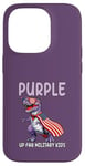 Coque pour iPhone 14 Pro Purple Up For Military Child Dinosaure Militaire Kids