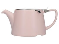 London Pottery Théière ovale avec infuseur pour thé en vrac, en grès, rose satiné, 3 tasses