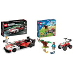 LEGO 76916 Speed Champions Porsche 963, Model Car Building Kit, Racing Vehicle Toy for Kids, 2023 Collectible Set with Driver Minifigure & 60300 City Wildlife Wildlife Rescue ATV