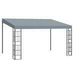 Pergola 4 X 3 M Garden Gazebo Gazebo Baldakin Tält Metall Polyester Grå