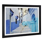 Big Box Art Framed Print of Architecture Morocco Street (4) Design | Wall Art Picture | Home Decor for Kitchen, Living Room, Bedroom, Hallway, Black, A2 / 24.5x18 Inch / 62x45cm