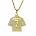 HNSP Cristiano Ronaldo CR 7 Jersey Full Zircon Hänge Halsband Kedja för Män Pojke Fotbollsfans Hip Hop Smycken Tillbehör Cristiano Ronaldo