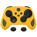 PlayVital Coque de Protection pour Xbox Series S X Manette,Cover pour Xbox Series X,Housse Skin Protège avec 2 Capuchon Joystick pour Xbox Core-Jaune Attention&Gris Graphite(Édition Scorpion)