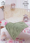 Babies Double Knitting Dk Pattern King Cole Baby Pram & Cot Blanket 3703