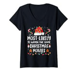 Womens Most Likely To Watch The Same Christmas Movies Matching Xmas V-Neck T-Shirt