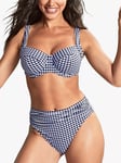 Panache Swim Olivia Full Cup Gingham Bikini Top, Navy/White