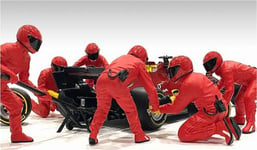 1:43 Pit Crew Figure Set by American Diorama in Red AD38385 Model Display