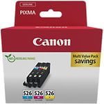 Canon CLI-526 Original Ink Cartridge Cyan, Magenta, Yellow Multipack of 3