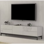 Dmora - Meuble tv Dlemm, Buffet bas de salon, base meuble tv, 100% Made in Italy, cm 170x40h47, Blanc brillant