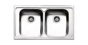 APELL VE862IBC Lavabo Évier 2 Baignoires 86x50 CM Brossé Encastré 8 MM