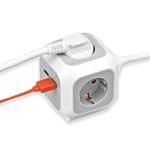 ALEA-Power-stik med USB / stikblok (4-vejs stikdåser, 2x USB-oplader og 1,4 m kabel)