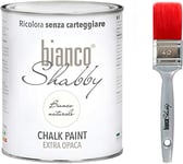 bianco Shabby® Peinture Craie & Vernis Toutes Surfaces – 1L Blanc Naturel Chalk Paint Mate & Pinceau 40mm Meubles & Murs - Deco Maison Vintage & Déco Meuble Bois