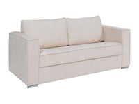 Canapé 3 places convertible express en tissu texturé beige - Couchage 140 cm - Matelas 22 cm LORETO