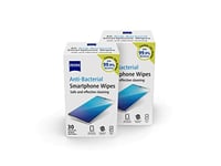 ZEISS Anti-Bacterial Smartphone Screen Wipes, for Computers, Cameras and Binoculars, Individually Packed Single Use Disposable Cloths in Sachets, 70 Percent Alcohol, White, One Size (pack of 2)