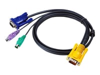 Aten - Tangentbords-/Video-/Muskabel - 15 Pin D-Sub (Db-15) (Hane) Till Ps/2, Hd-15 (Vga) (Hane) - 3 M - För Kvm On The Net Cs1708, Cs1716  Masterview Acs-1208, Acs-1216  Slideaway Acs1208, Acs1216