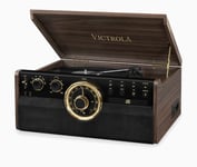 Victrola Empire Bluetooth Record Player Built In Speakers CD Tape Radio Dk Wood