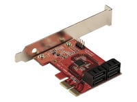 Startech Startech.com Sata Pcie-kort - Pcie Sata-expansionskort Med 4 Portar - 6 Gbps - Lågprofilfäste - Staplade Sata-kontakter - Asm1164 Non-raid - Pci Express Till Sata-omvandlare