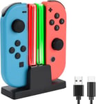 ELUTENG Charging Dock for Joy Con Charger for Nintendo Switch Controller Charger with LED Light Bar Portable Joycon Charging Station 2-in-1 USB with 3.3Ft Type-C Charging Cable