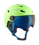 BLACK CREVICE casque ski Silvretta I casque ski avec visière style pilote I différentes couleurs I casque ski hommes & femmes I casque en polycarbonate I casque respirant I taille réglable (S, Vert/Bleu)