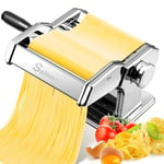 Sailnovo Machine a Pates Fraiche, 180 Aluminium Machines à Pâtes avec 9 Réglages d'épaisseur Réglables et 2 Cutters, Pasta Maker est Parfait Pour Les Pâtes, les pâtes, Laminoir a Pate (Argent)